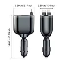 Car Charger Super Fast Charging USB 3.1A Type C PD Fast Charging Voltage Detection Retractable For Ios And Android Phone Charger